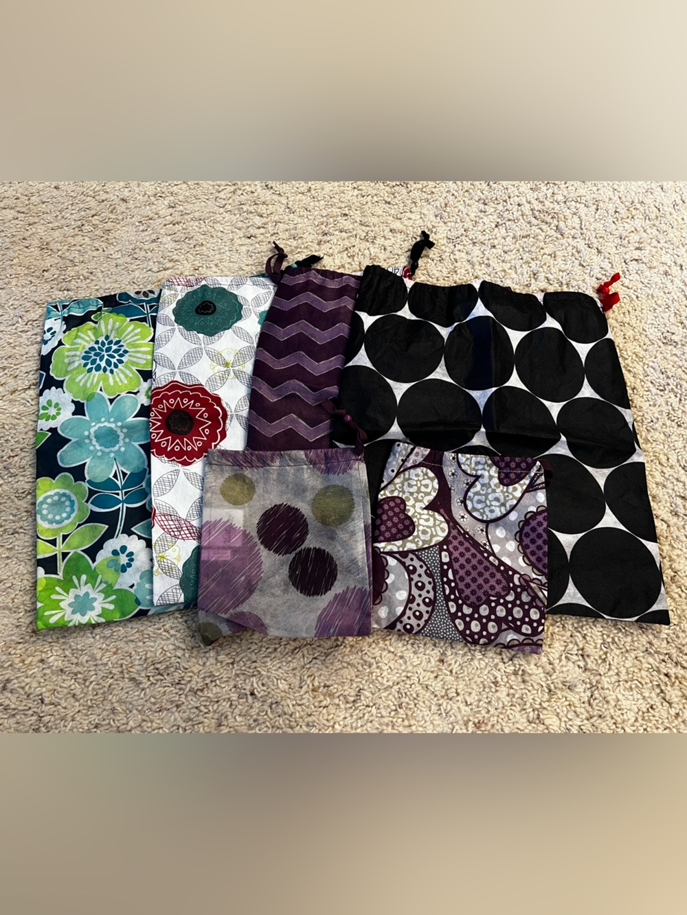 Thirty One Timeless Memory Pouches set of 6 drawstring bags
